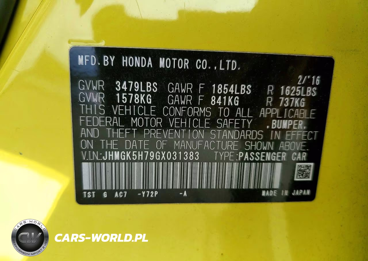 2016 Honda Fit Ex VIN:JHMGK5H79GX031383 - 12