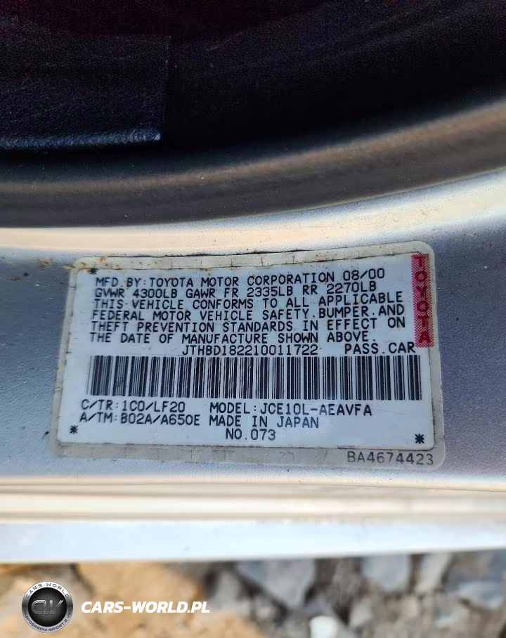 2001 Lexus Is 300 VIN:JTHBD182210011722 - 13