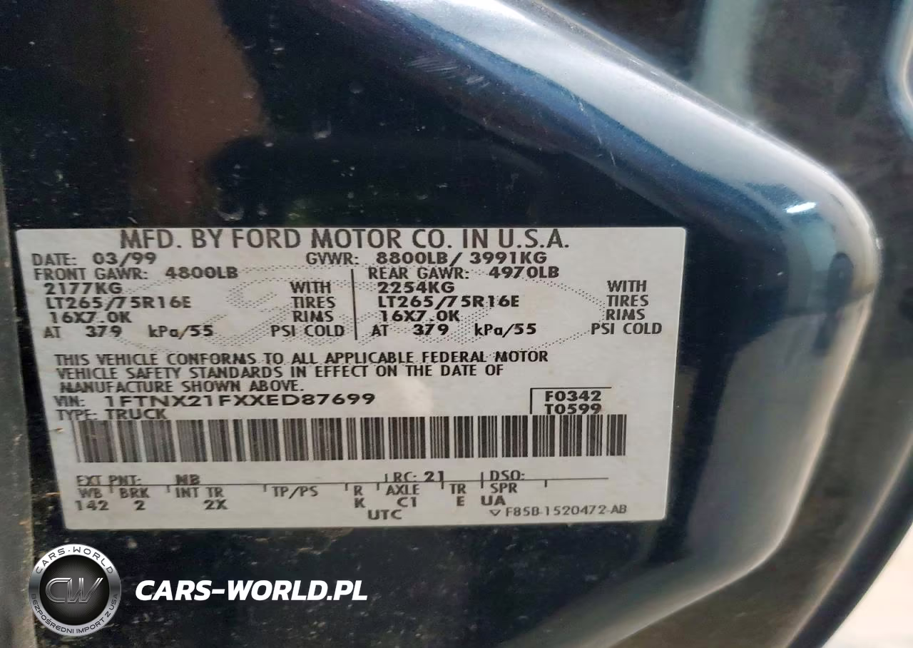 1999 Ford F250 Super Duty VIN:1FTNX21FXXED87699 - 13