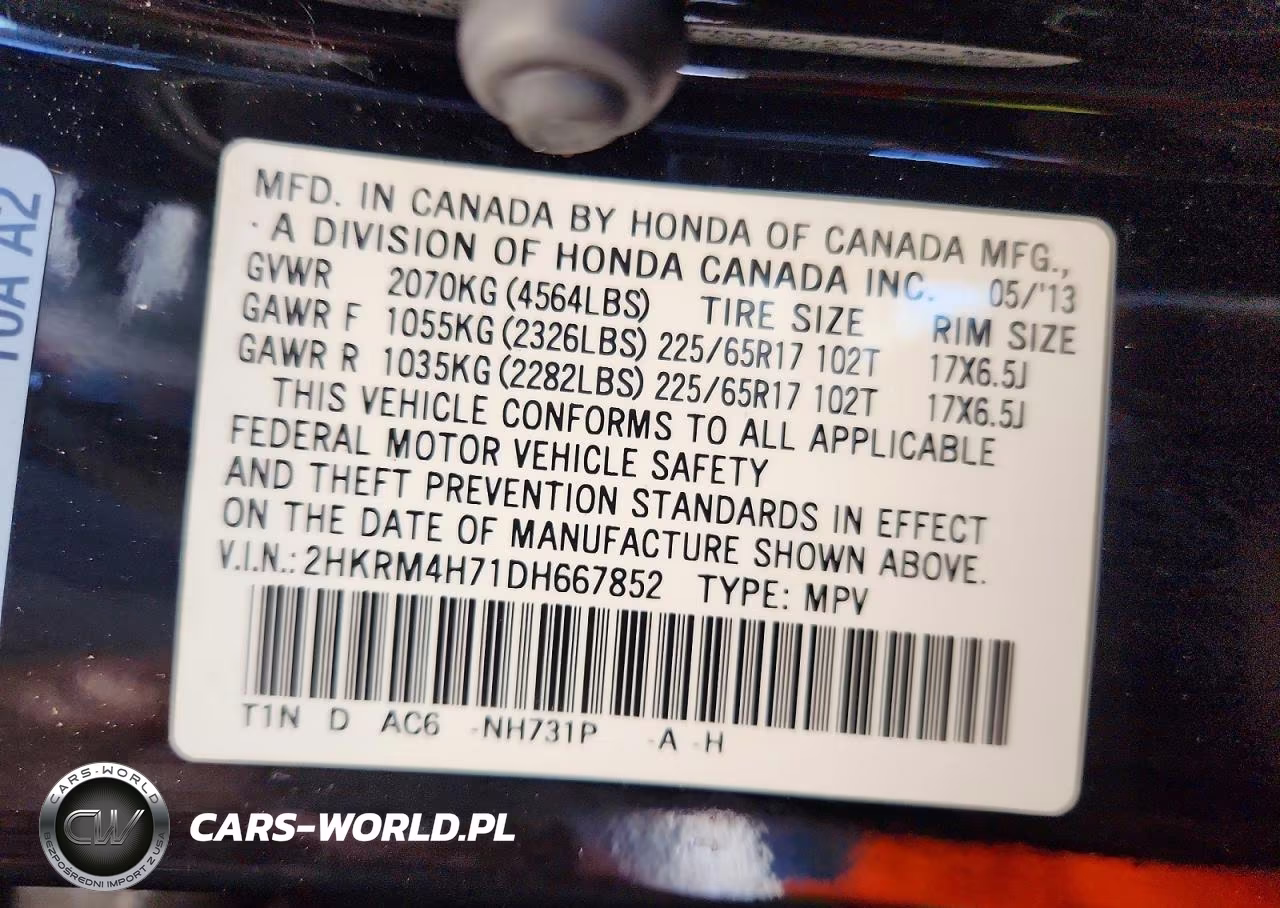 2013 Honda Cr-V Exl VIN:2HKRM4H71DH667852 - 13