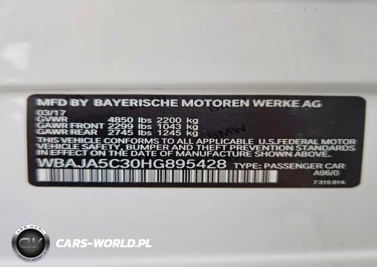 2017 BMW 530 I VIN:WBAJA5C30HG895428 - 12