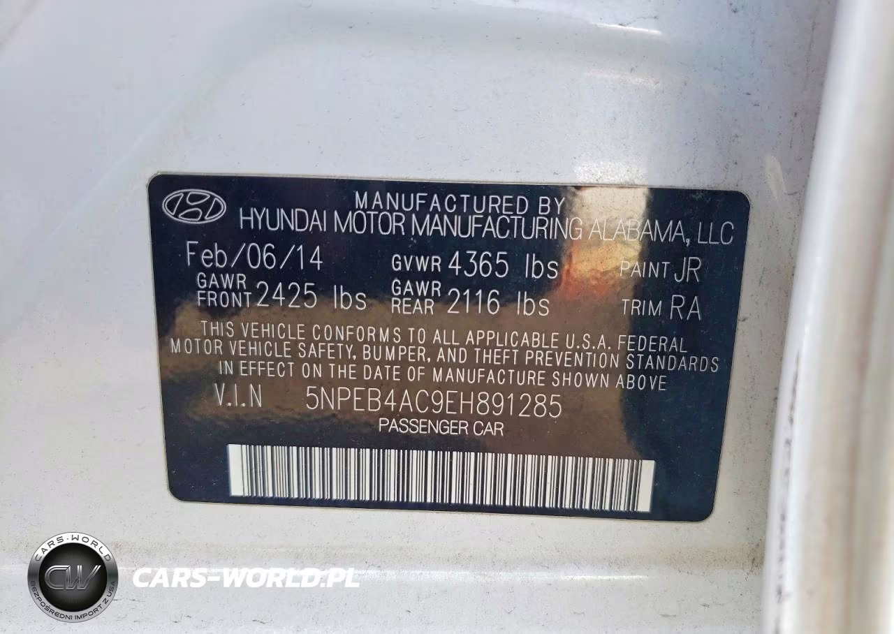 2014 Hyundai Sonata Gls VIN:5NPEB4AC9EH891285 - 12