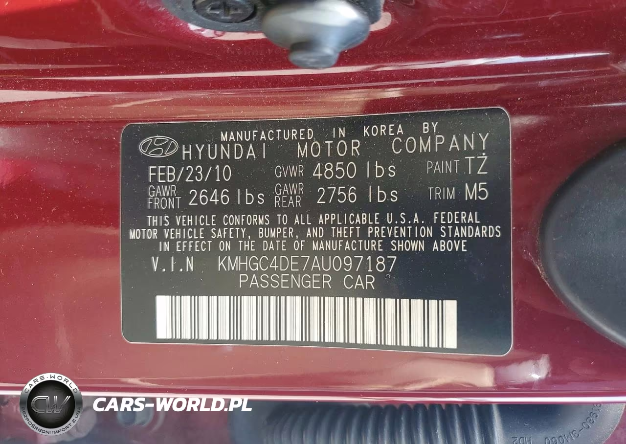 2010 Hyundai Genesis 3.8L VIN:KMHGC4DE7AU097187 - 12