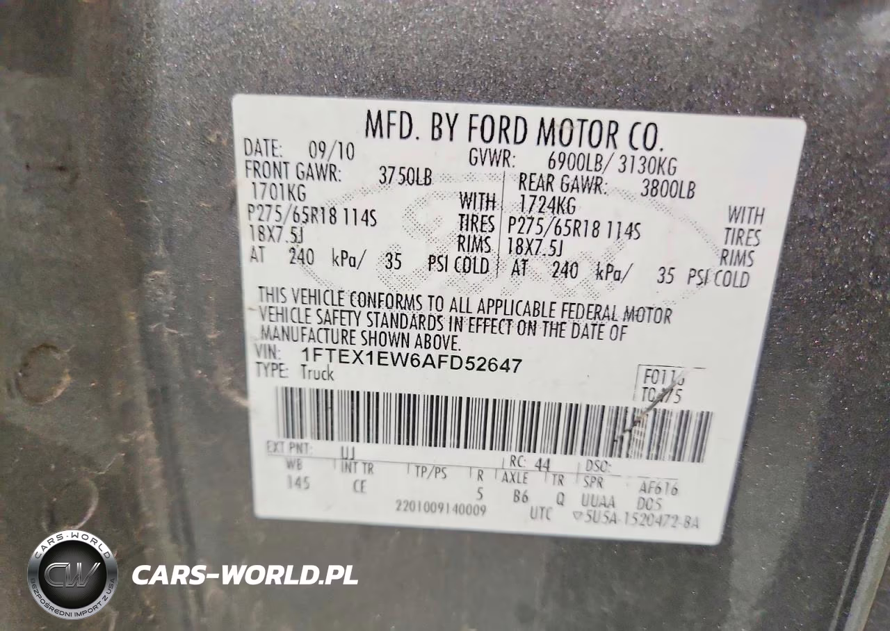 2010 Ford F150 Super Cab VIN:1FTEX1EW6AFD52647 - 12