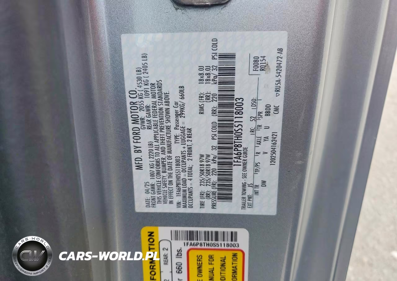 2025 Ford Mustang VIN:1FA6P8TH0S5118003 - 12