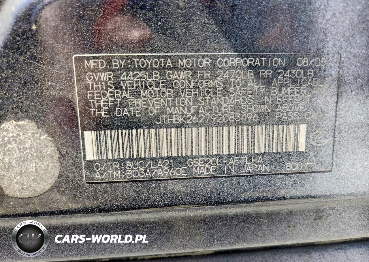 2009 Lexus Is 250 Base VIN:JTHBK262792083496 - 12