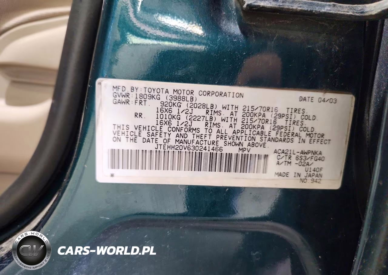 2003 Toyota Rav4 Base VIN:JTEHH20V630241466 - 13