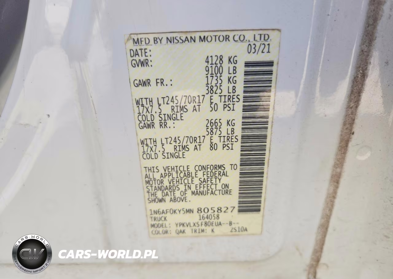 2021 Nissan Nv 2500 Hd Sv VIN:1N6AF0KY5MN805827 - 13