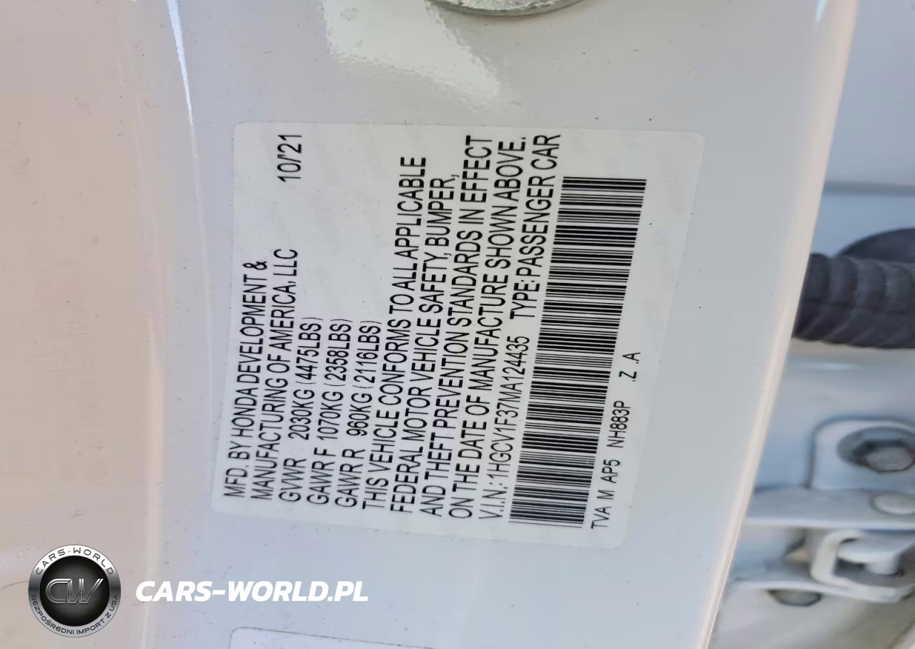 2021 Honda Accord Sport VIN:1HGCV1F37MA124435 - 12