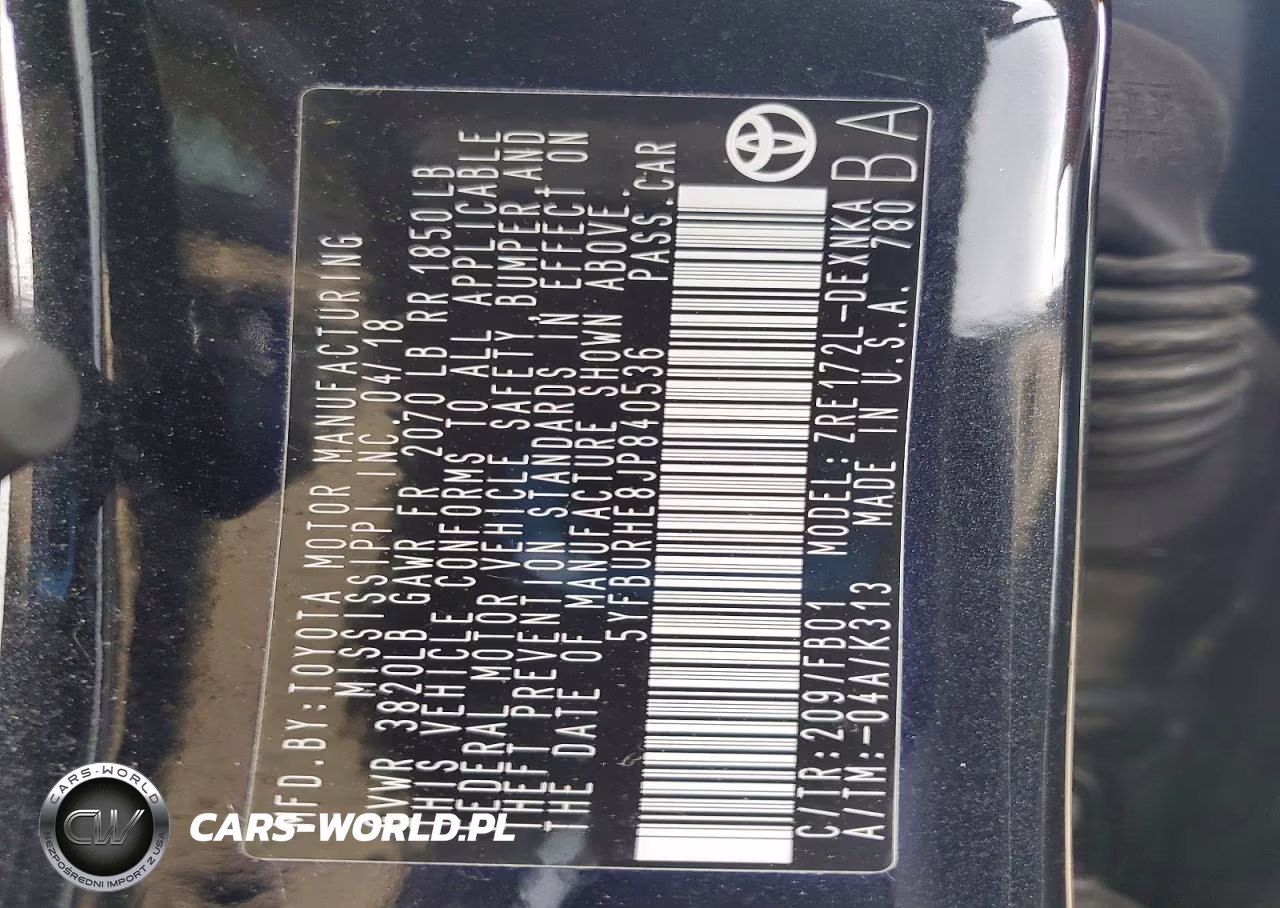 2018 Toyota Corolla Le VIN:5YFBURHE8JP840536 - 13