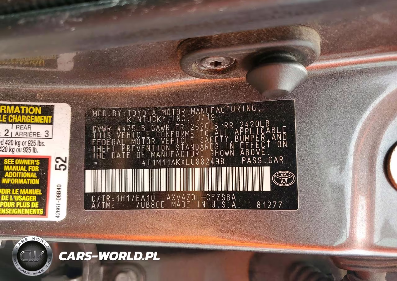 2020 Toyota Camry Se VIN:4T1M11AKXLU882498 - 12