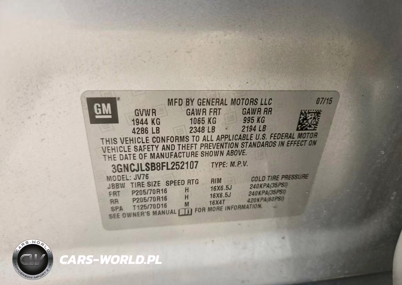 2015 Chevrolet Trax 1Lt VIN:3GNCJLSB8FL252107 - 13
