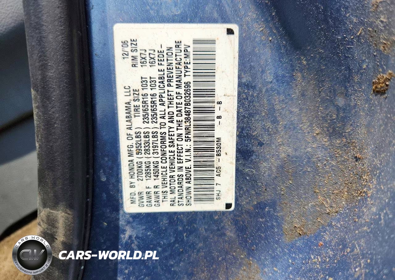2007 Honda Odyssey Ex VIN:5FNRL38487B032696 - 13