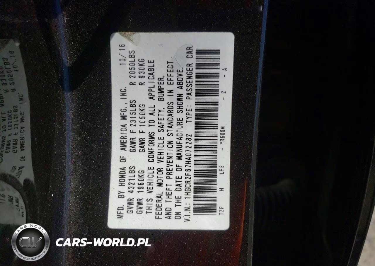 2017 Honda Accord Sport VIN:1HGCR2F67HA072282 - 12