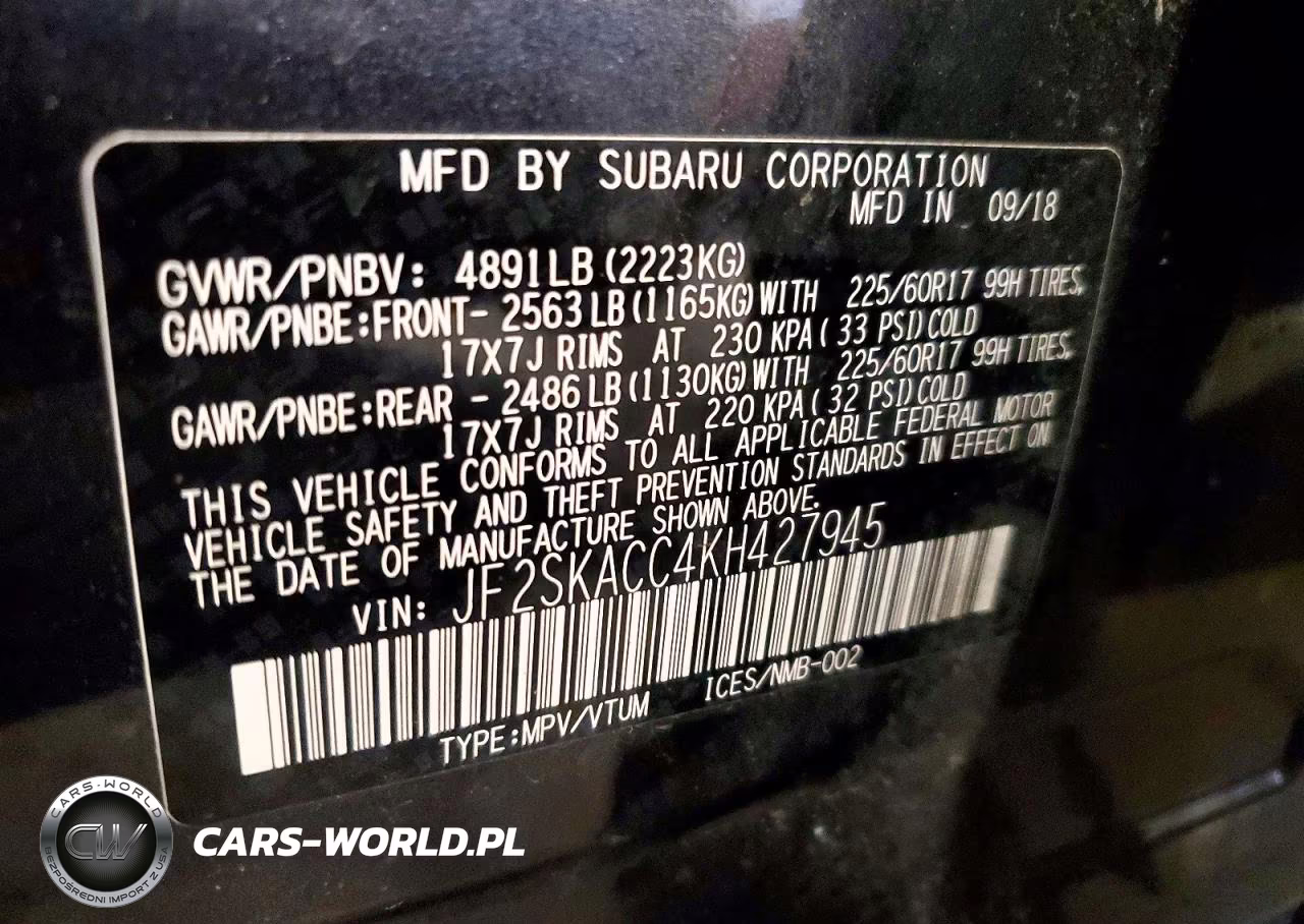 2019 Subaru Forester VIN:JF2SKACC4KH427945 - 13