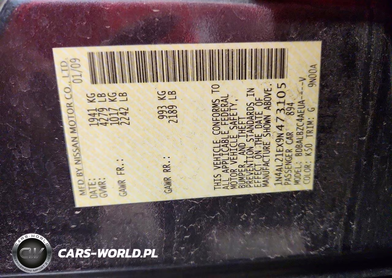 2009 Nissan Altima 2.5 VIN:1N4AL21EX9N473105 - 13