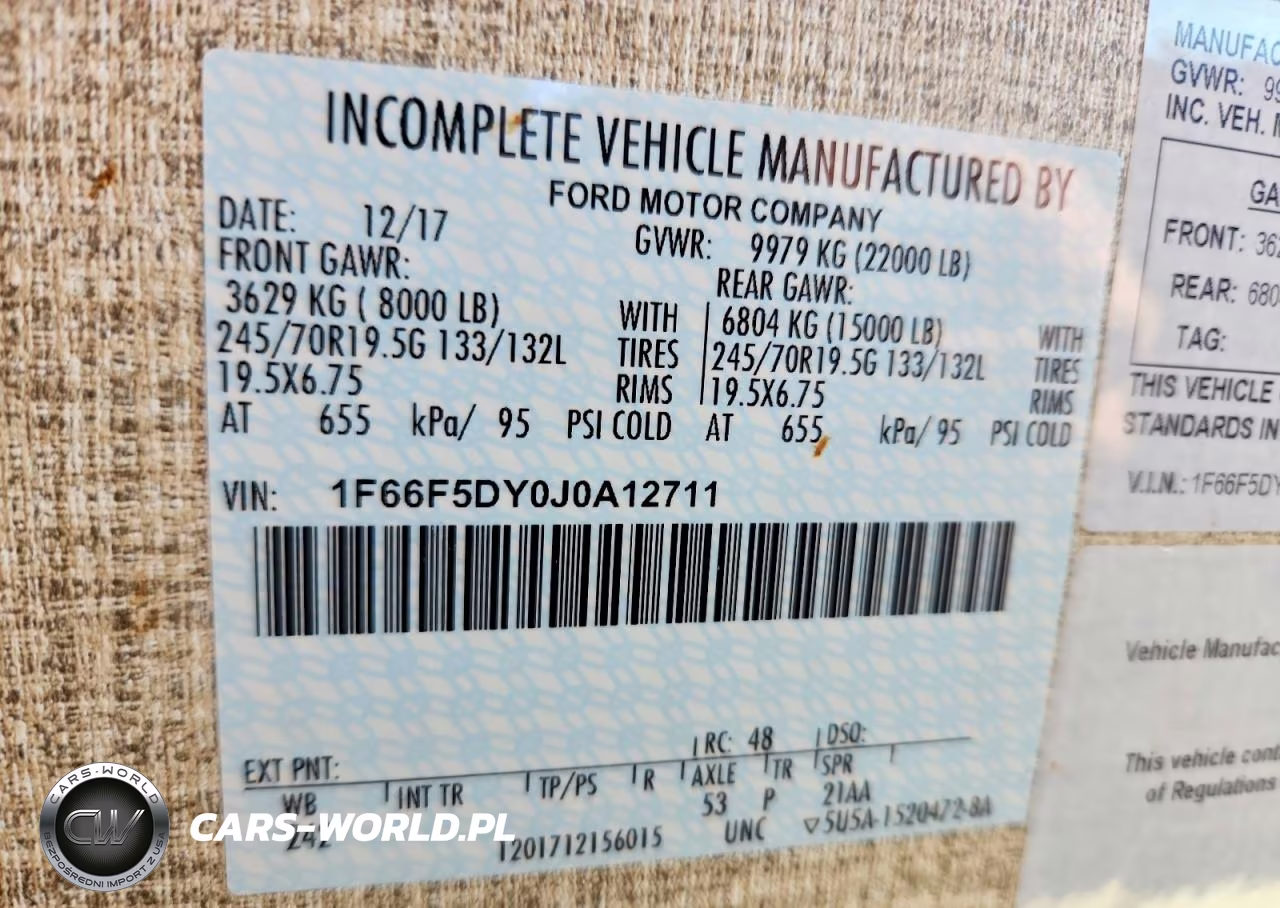 2018 Ford Motorhome Chassis Recreational Vehicle VIN:1F66F5DY0J0A12711 - 10