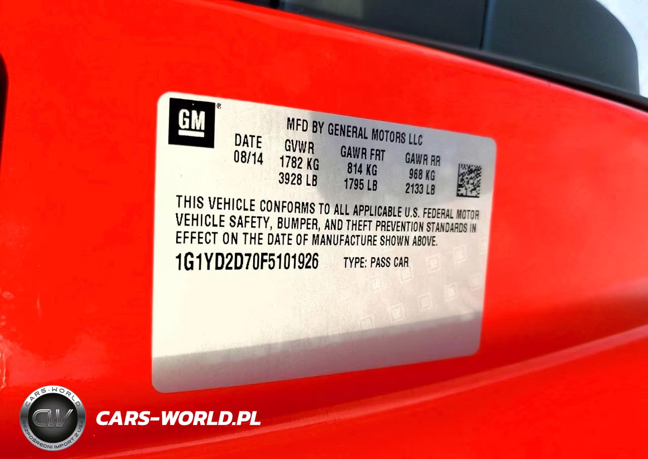 2015 Chevrolet Corvette Stingray 2Lt VIN:1G1YD2D70F5101926 - 13