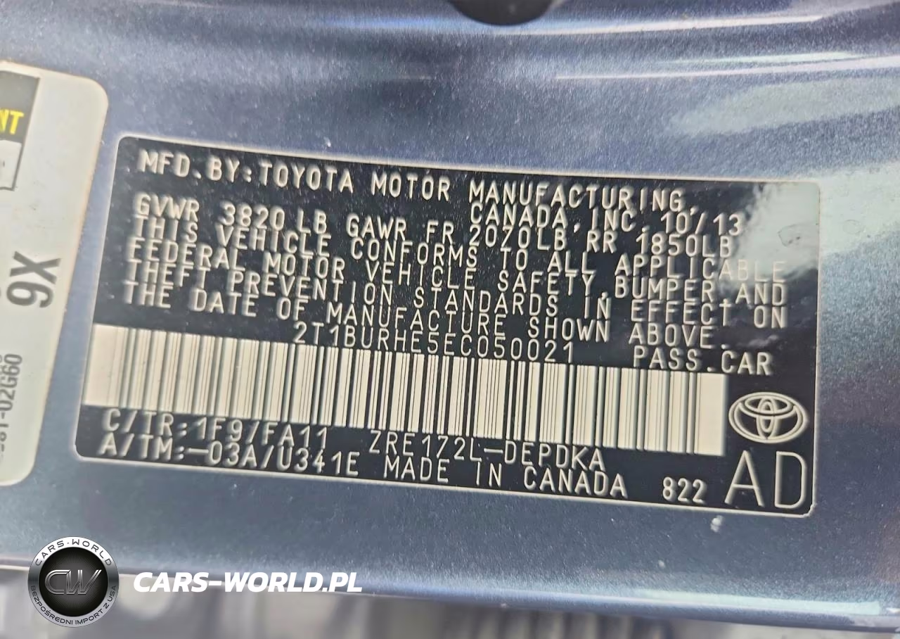 2014 Toyota Corolla L VIN:2T1BURHE5EC050021 - 12