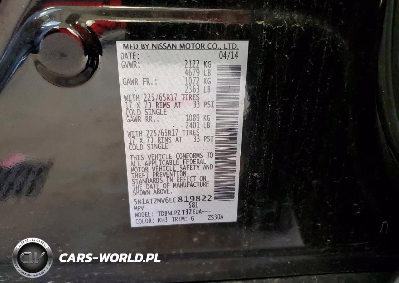 2014 Nissan Rogue S VIN:5N1AT2MV6EC819822 - 14
