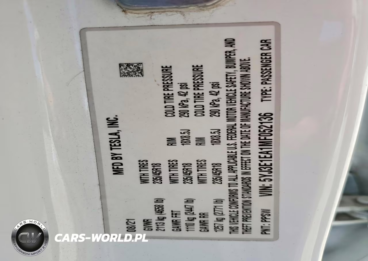 2021 Tesla Model 3 VIN:5YJ3E1EA1MF052136 - 13