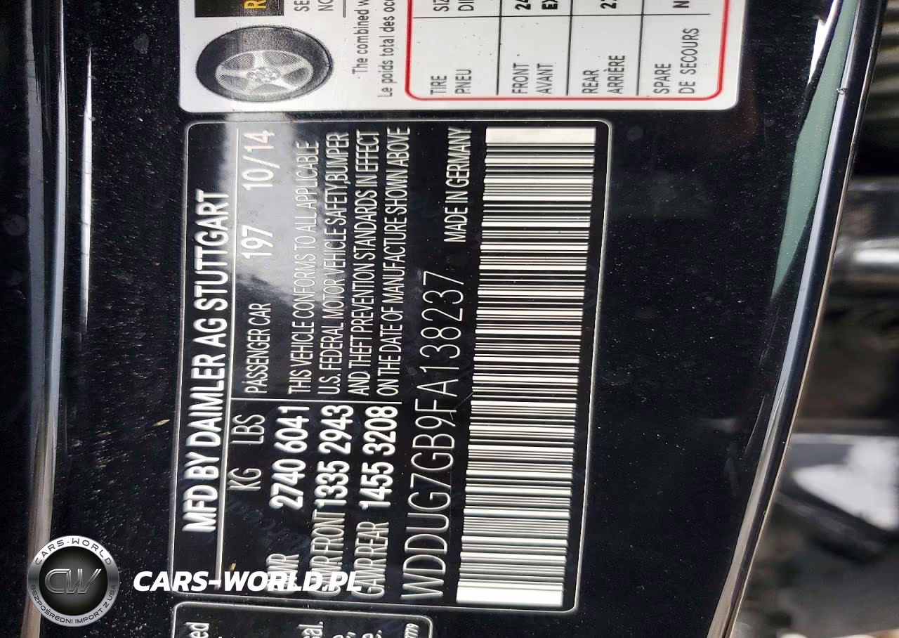 2015 Mercedes-Benz S S600 VIN:WDDUG7GB9FA138237 - 12