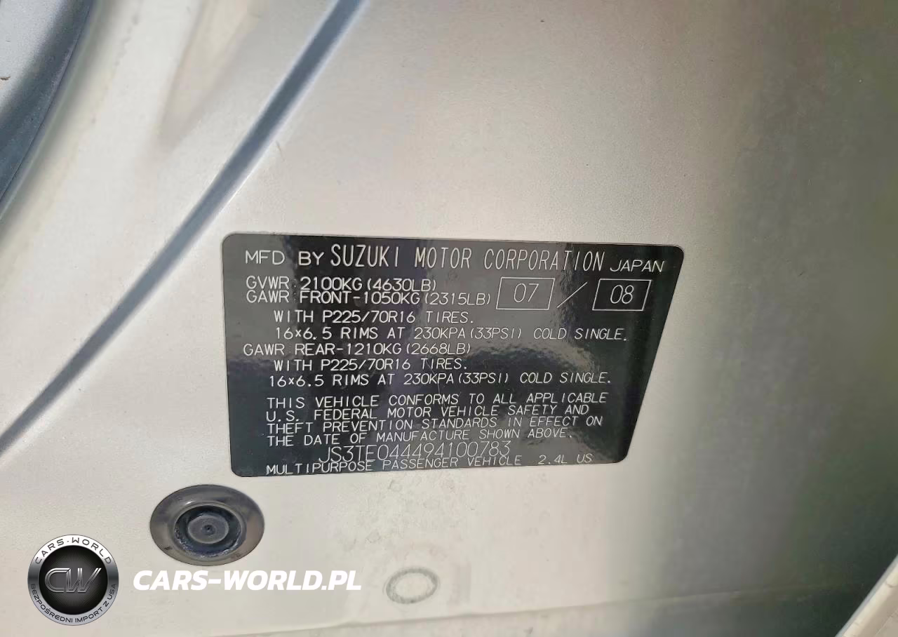 2009 Suzuki Grand Vitara Xsport VIN:JS3TE044494100783 - 13