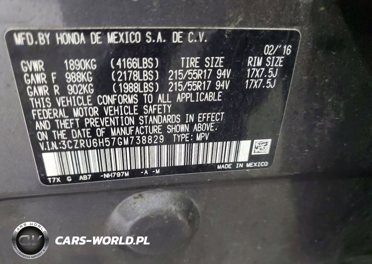 2016 Honda Hr-V Ex VIN:3CZRU6H57GM738829 - 13