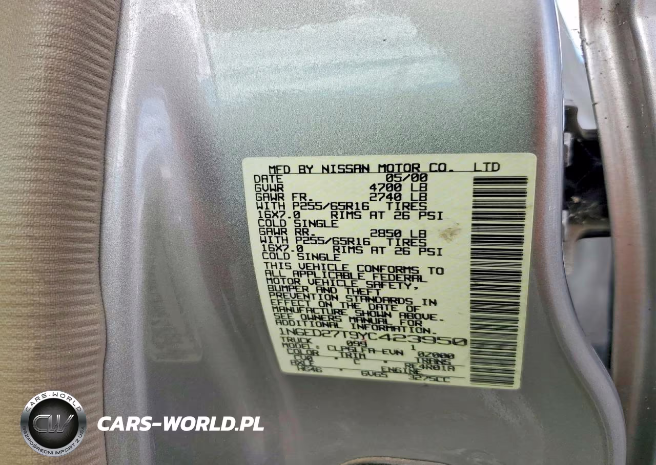 2000 Nissan Frontier Xe VIN:1N6ED27T9YC423950 - 12