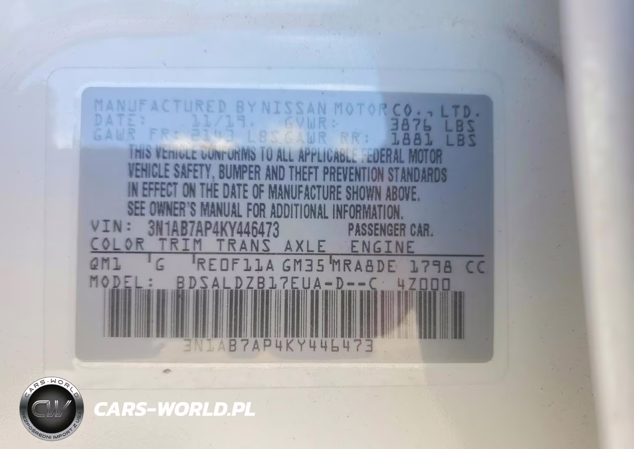 2019 Nissan Sentra Sv VIN:3N1AB7AP4KY446473 - 12