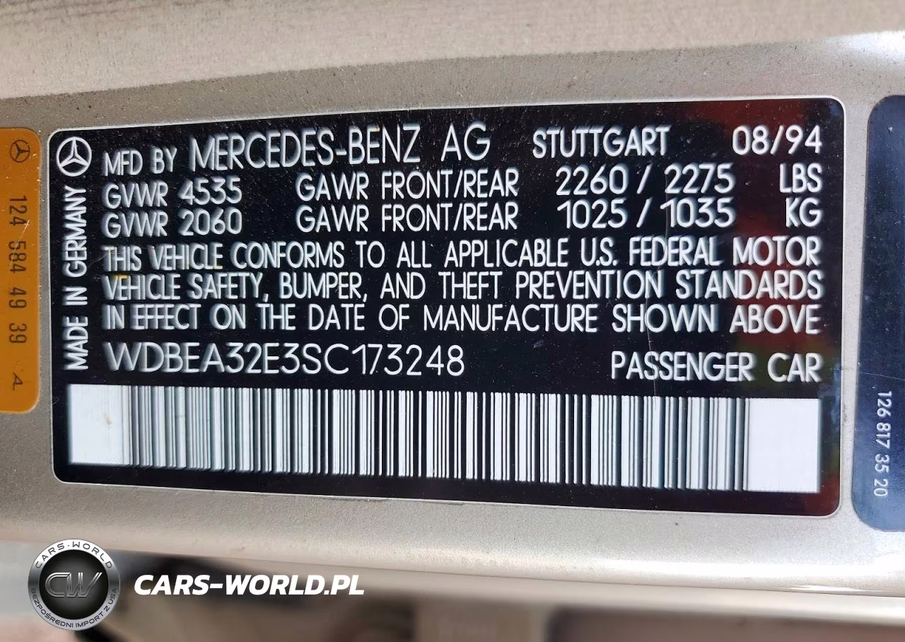 1995 Mercedes-Benz E 320 Base VIN:WDBEA32E3SC173248 - 12