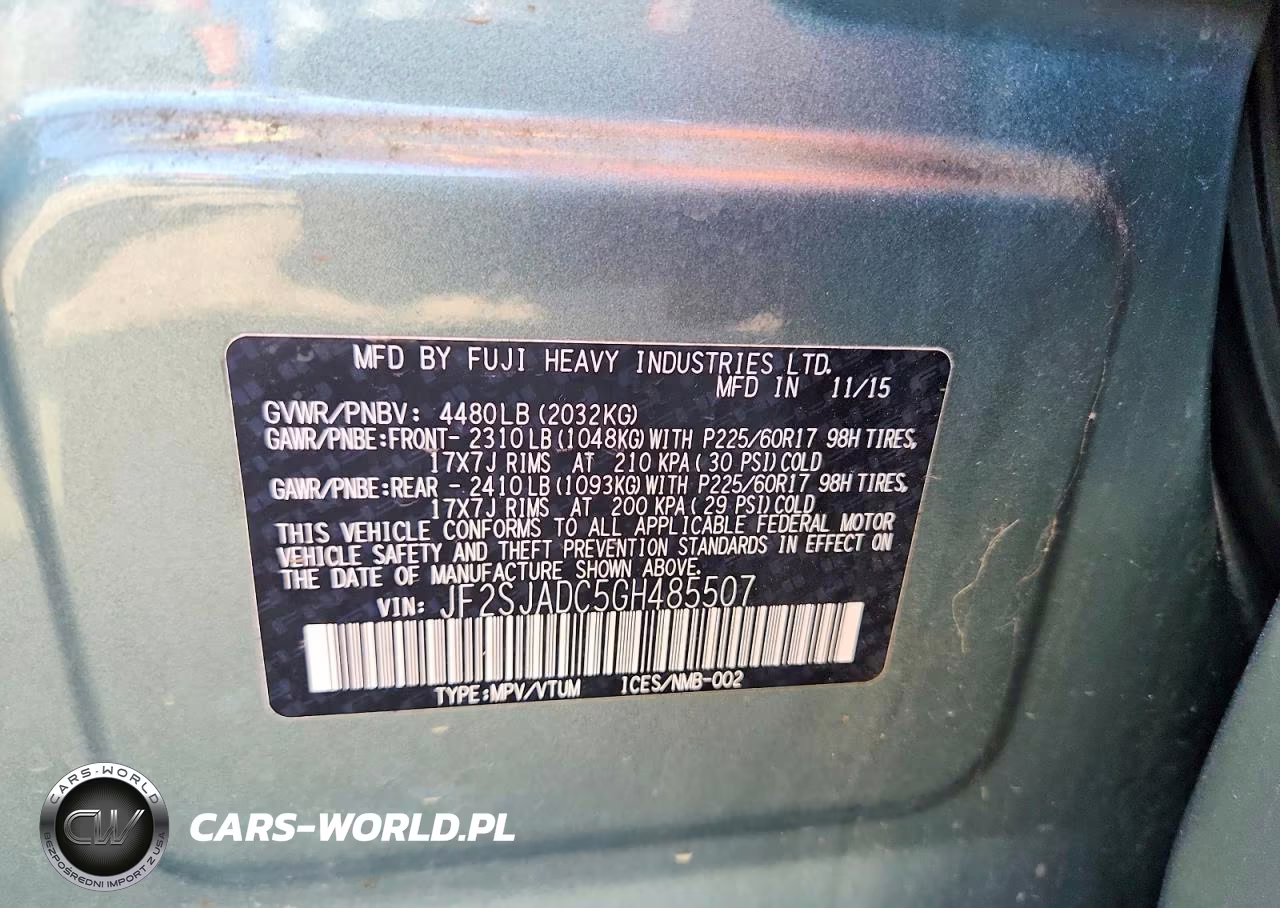 2016 Subaru Forester 2.5I Premium VIN:JF2SJADC5GH485507 - 12