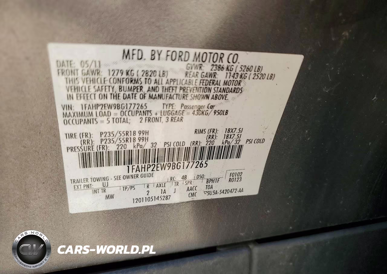 2011 Ford Taurus Sel VIN:1FAHP2EW9BG177265 - 12