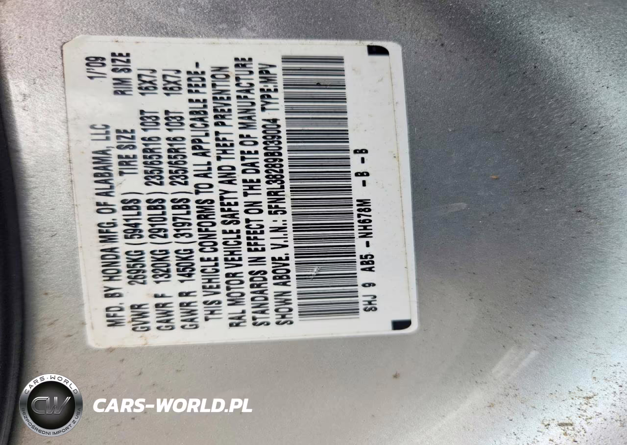 2009 Honda Odyssey Lx VIN:5FNRL38289B039004 - 13