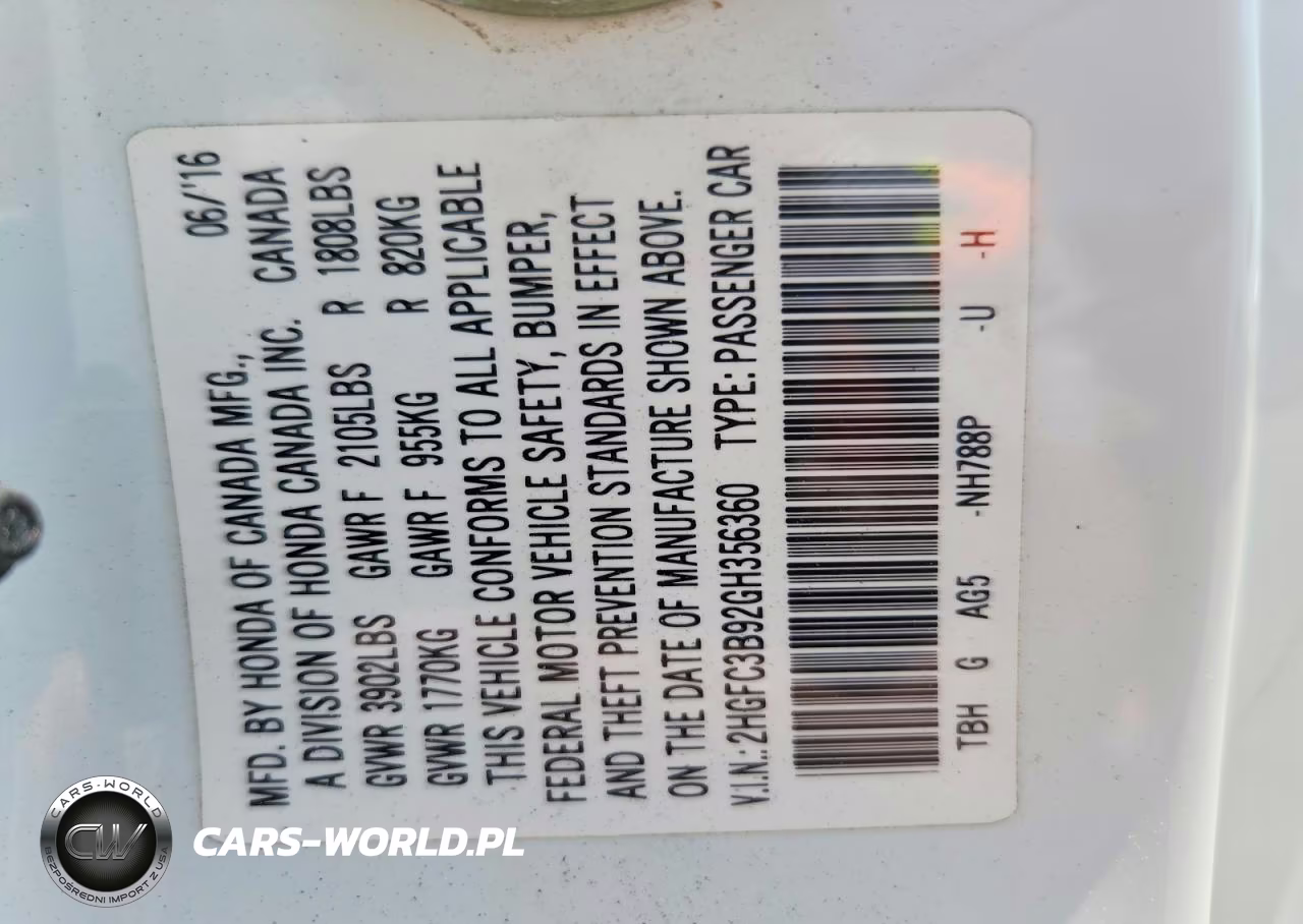 2016 Honda Civic Touring VIN:2HGFC3B92GH356360 - 12