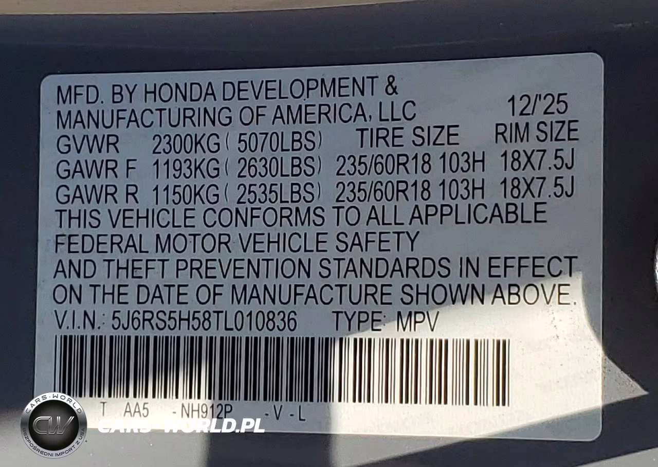 2026 Honda Cr-V VIN:5J6RS5H58TL010836 - 14