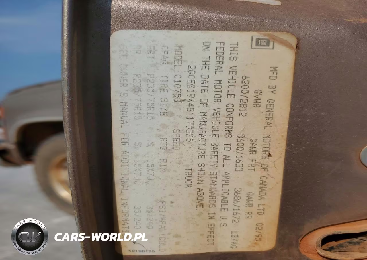 1995 Chevrolet Gmt-400 C1500 VIN:2GCEC19K4S1175835 - 12