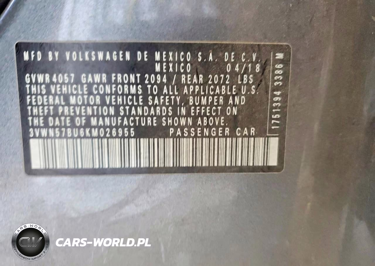 2019 Volkswagen Jetta S VIN:3VWN57BU6KM026955 - 13
