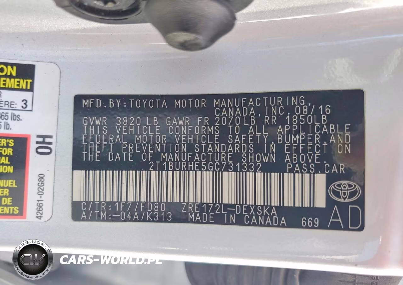 2016 Toyota Corolla S Plus VIN:2T1BURHE5GC731332 - 12