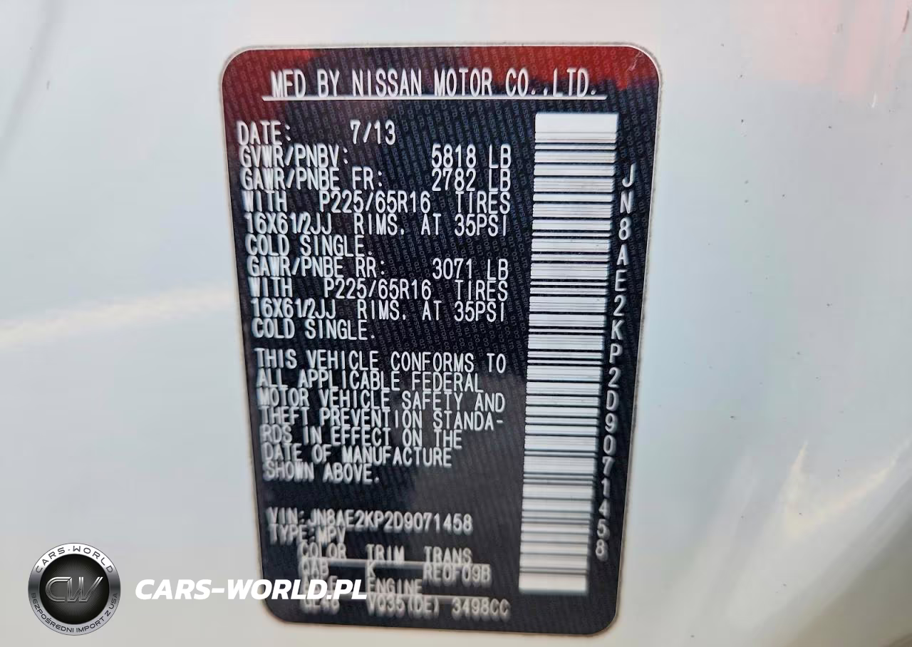 2013 Nissan Quest 3.5 S VIN:JN8AE2KP2D9071458 - 13