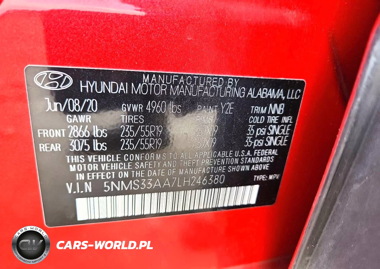 2020 Hyundai Santa Fe Sel 2.0T VIN:5NMS33AA7LH246380 - 13