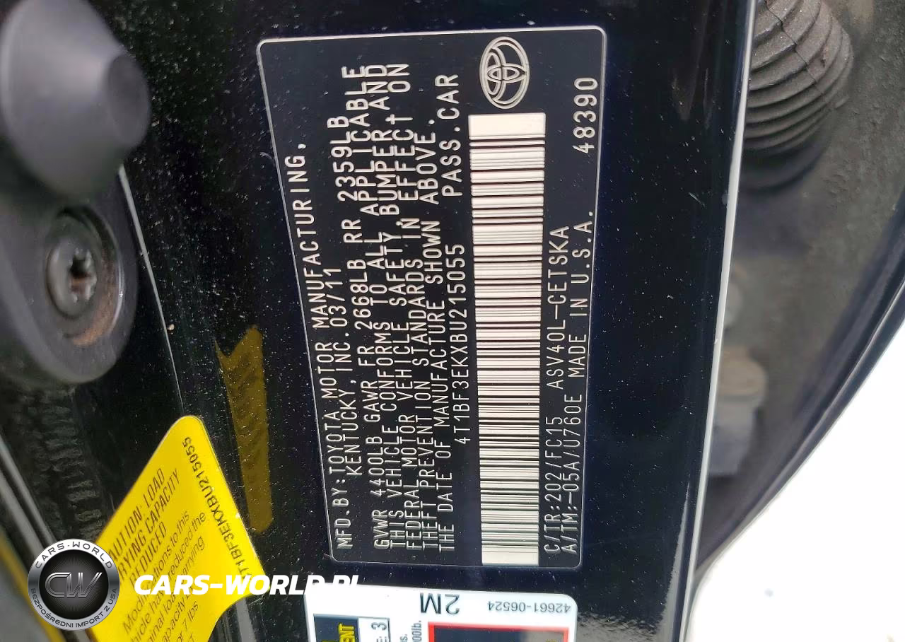 2011 Toyota Camry Se VIN:4T1BF3EKXBU215055 - 12