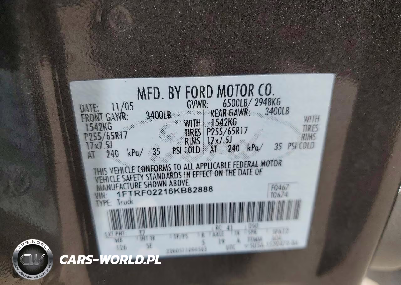 2006 Ford F150 VIN:1FTRF02216KB82888 - 12