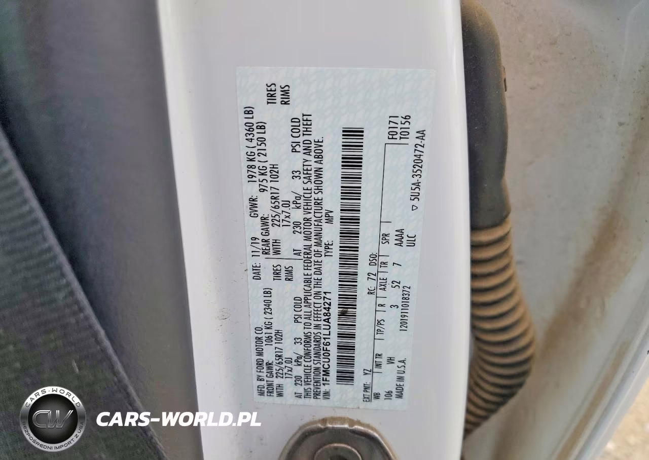 2020 Ford Escape S VIN:1FMCU0F61LUA84271 - 12