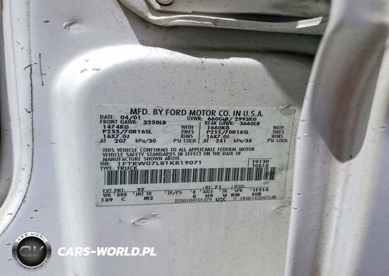 2001 Ford F150 Supercrew VIN:1FTRW07L81KB19071 - 12