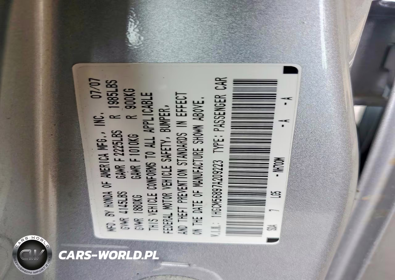 2007 Honda Accord Ex VIN:1HGCM56897A209223 - 12
