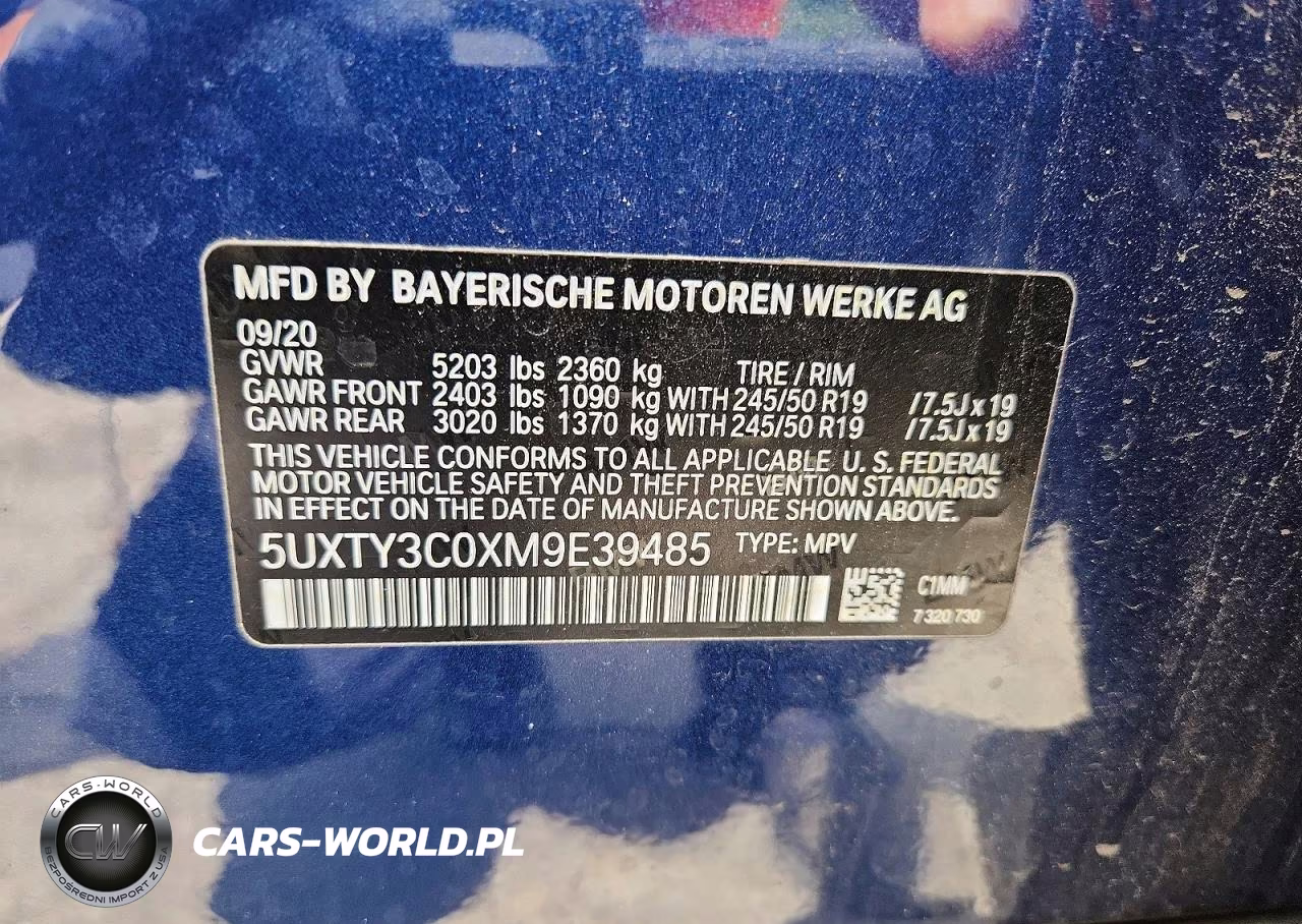 2021 BMW X3 Sdrive30I VIN:5UXTY3C0XM9E39485 - 14