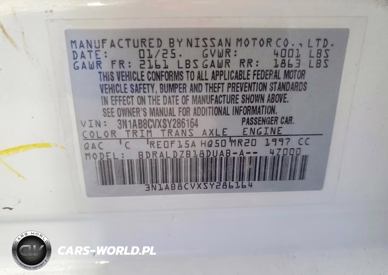 2025 Nissan Sentra Sv VIN:3N1AB8CVXSY286164 - 12
