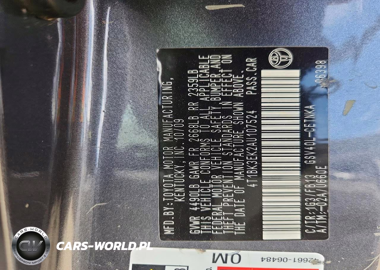 2010 Toyota Camry Le V6 VIN:4T1BK3EK2AU107524 - 12