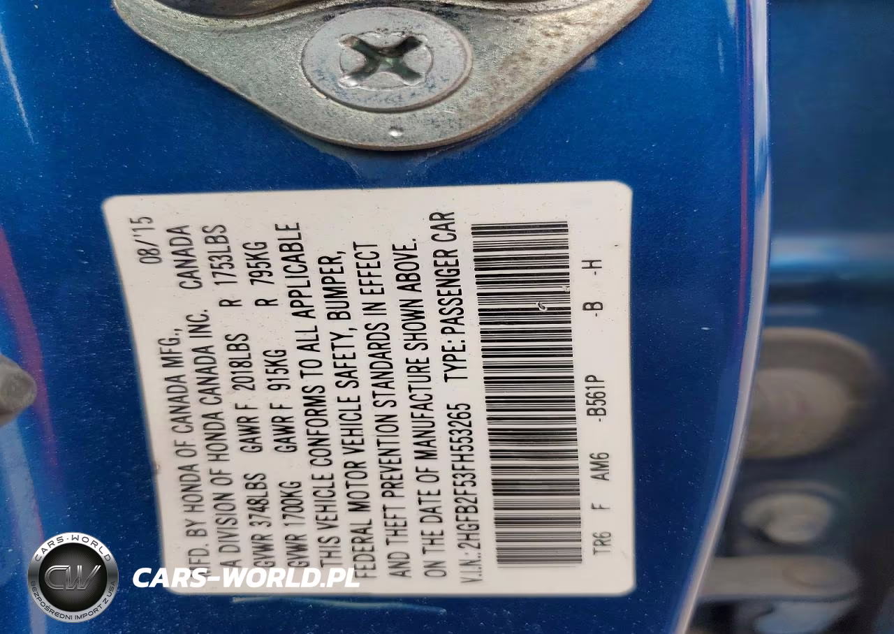 2015 Honda Civic Lx VIN:2HGFB2F53FH553265 - 13